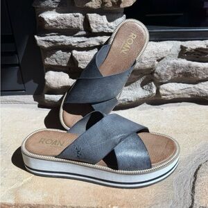 Bed Stu Black Roan Shout Slide Sandals NWT